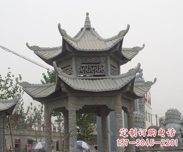 郴州园林景观仿古石雕凉亭 (2)
