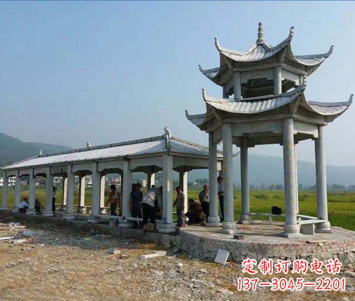 郴州园林景观仿古石雕长廊凉亭