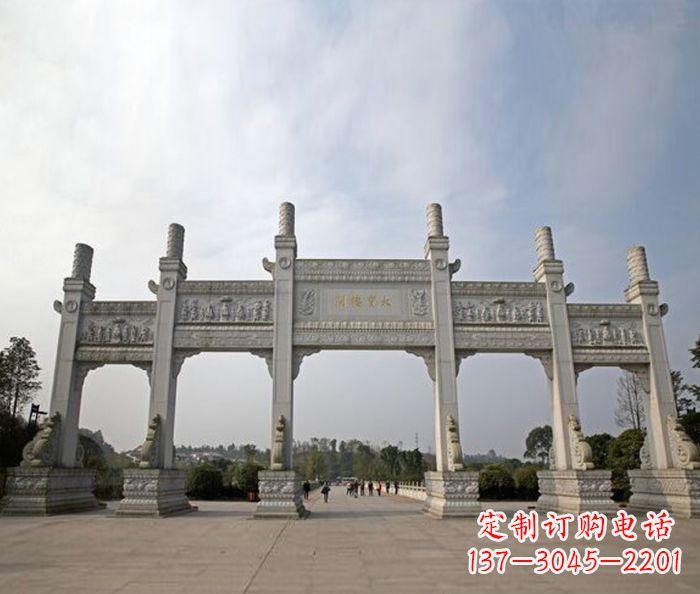 郴州园林景观五门石雕牌坊