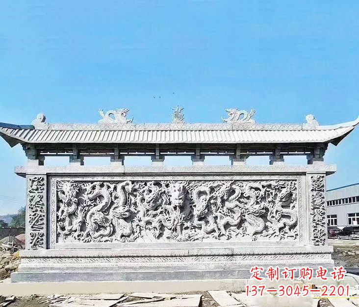郴州园林龙浮雕影壁墙景观石雕