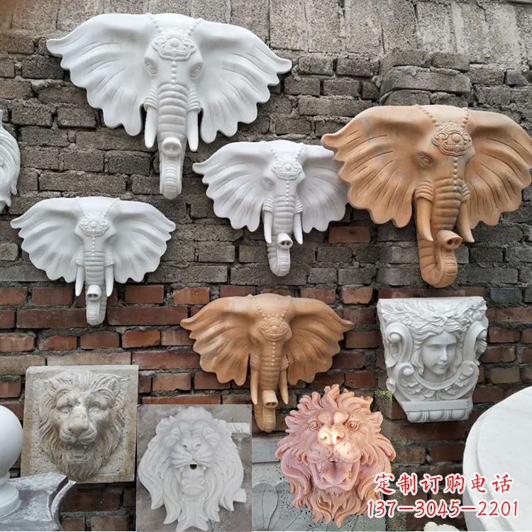郴州园林喷水壁挂大象头部雕塑