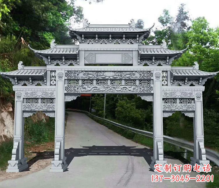 郴州园林三门石牌坊景观石雕