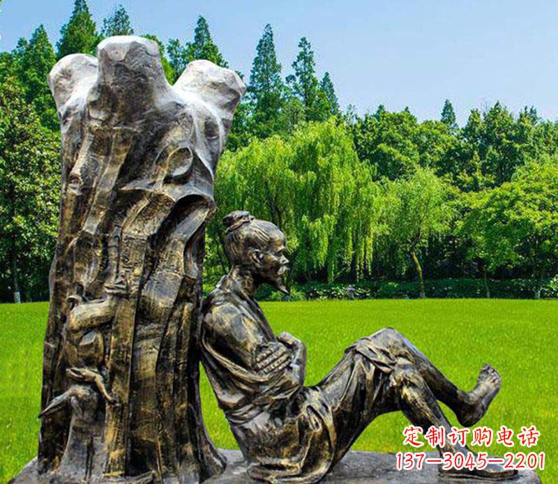 郴州园林守株待兔典故人物铜雕