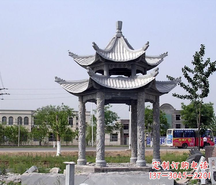 郴州园林双层仿古凉亭石雕