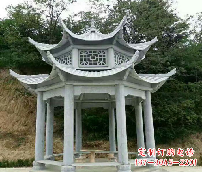 郴州园林双层凉亭石雕 (2)