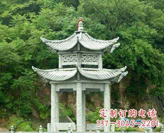郴州园林双层六角石凉亭景观石雕