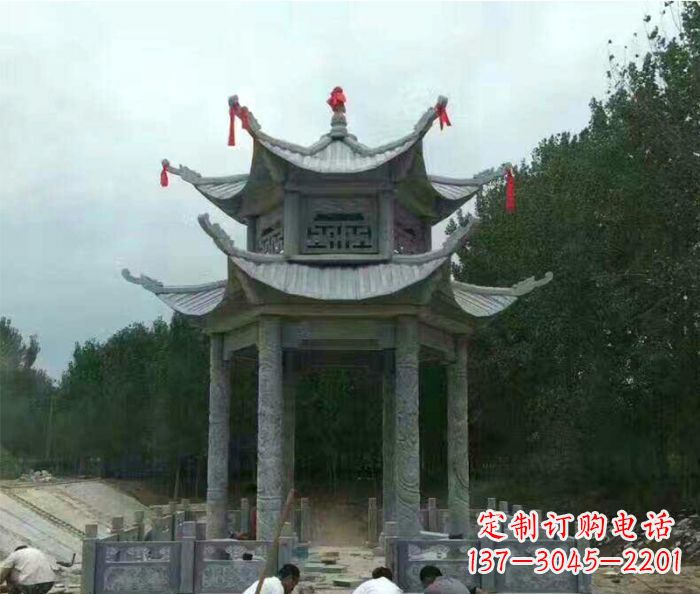 郴州园林双层凉亭石雕 (3)