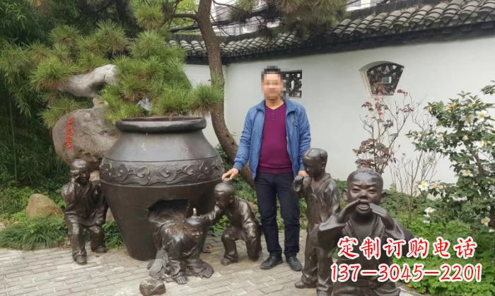 郴州园林司马光砸缸铜雕 (2)