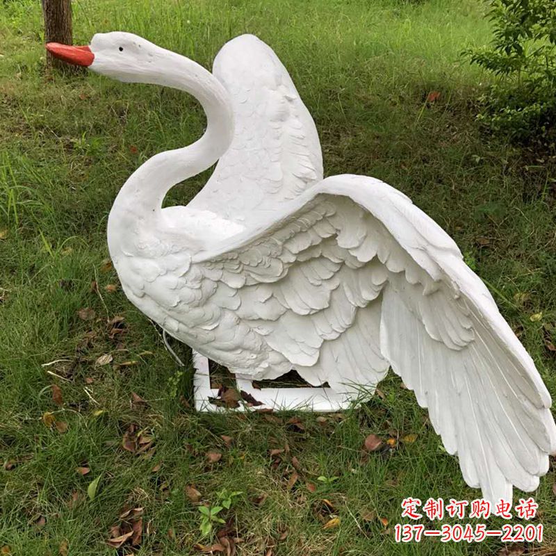 郴州展翅飞翔白天鹅仿真发光动物雕塑