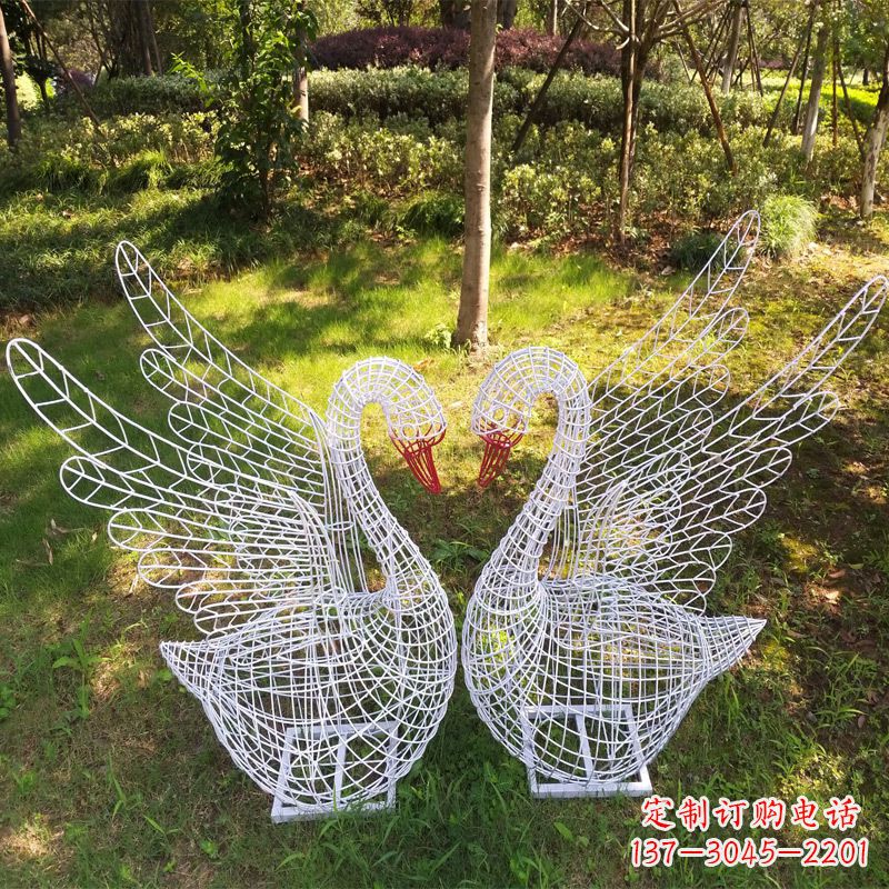 郴州展翅天鹅公园绿地铁艺动物摆件