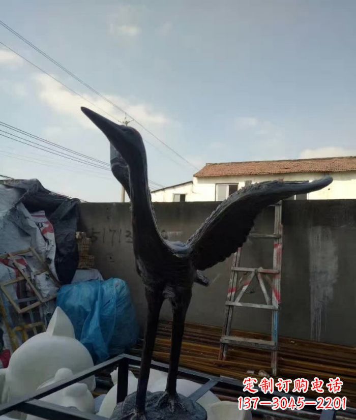 郴州展翅仙鹤铜雕 (2)