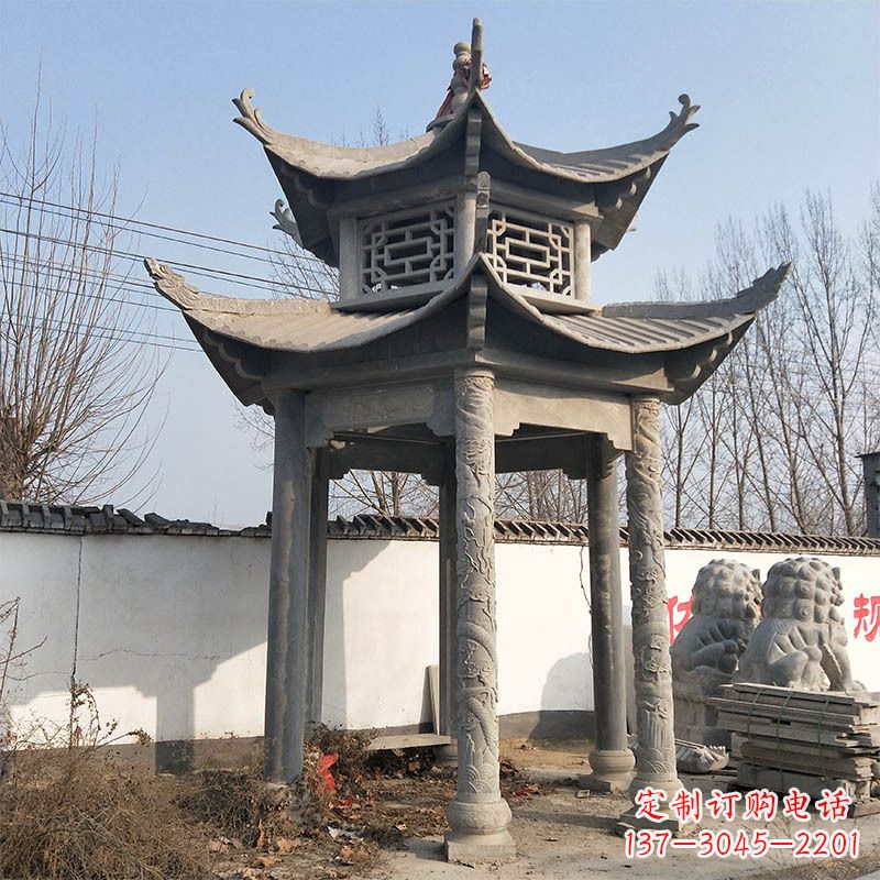 郴州中式双层石雕凉亭