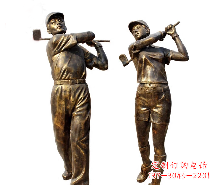郴州公园打高尔夫人物铜雕